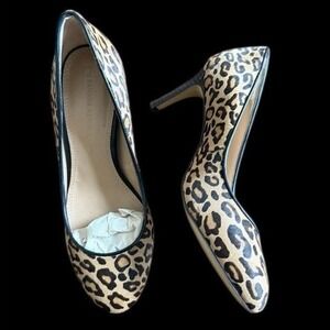 Banana Republic Leopard Print Pumps Women 6.5 Pre-Owned Calf Hair Heel Round Toe
